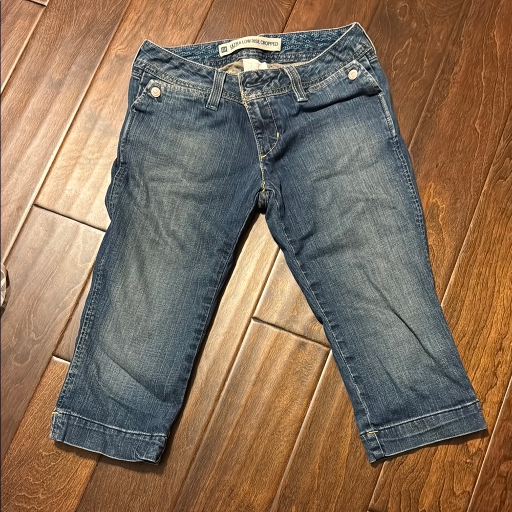 GAP Blue Ankle Cropped Jeans Distressed Casual